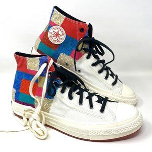 Converse Men's Size 12 170565C CHUCK 70 HI Egret Chile Red Black Canvas Sneakers